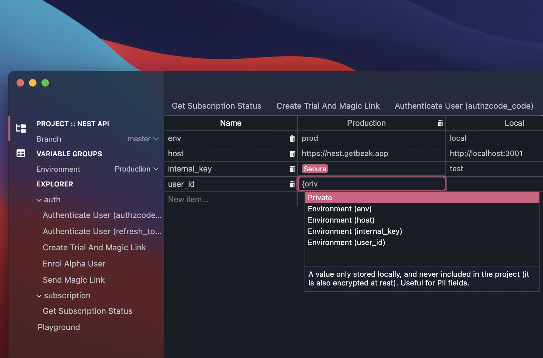 Beak allows you to place inline variables which can have dynamic content, and be changed in real time.